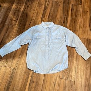 Women’s light blue large courdoroy button down shirt